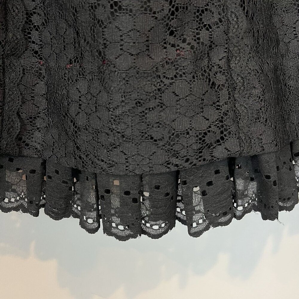 Vintage Black Lace Skirt Womens Size Small Bows Whimsigoth Witchy Kuro Lolita - Picture 5 of 10